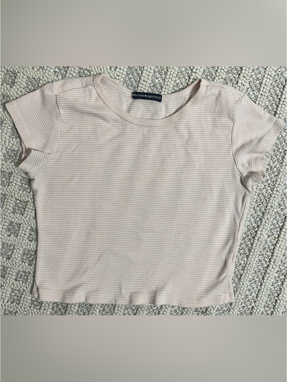 Brandy Melville T Shirt Striped pink and  White